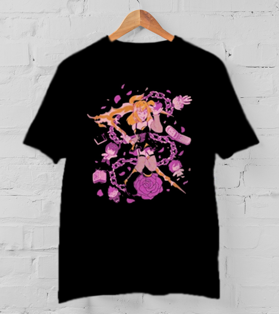 Angel Of Death Jav Anime Style Pink Chains And Rose T-Shirt