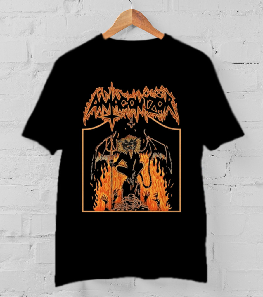 Antagonizör Into The Fires Flaming Skull Metal Demon T-Shirt