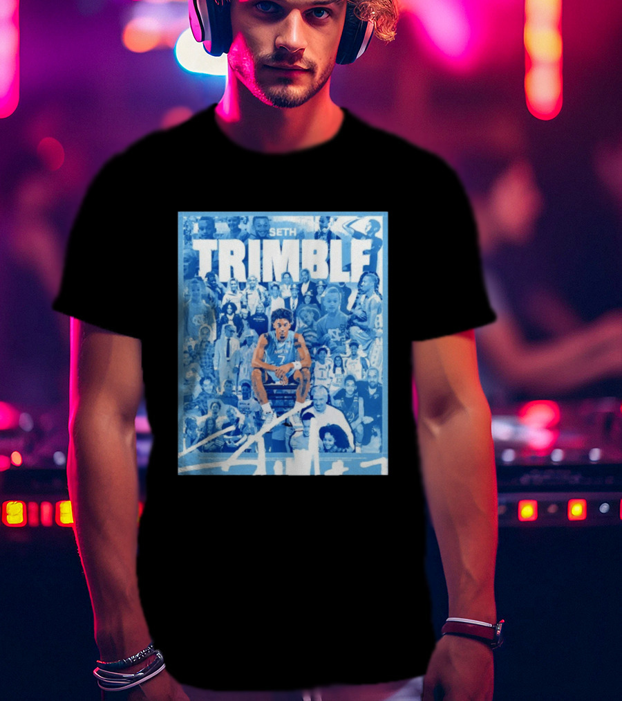 Seth Trimble North Carolina Tar Heels Basketball Collage T-Shirt