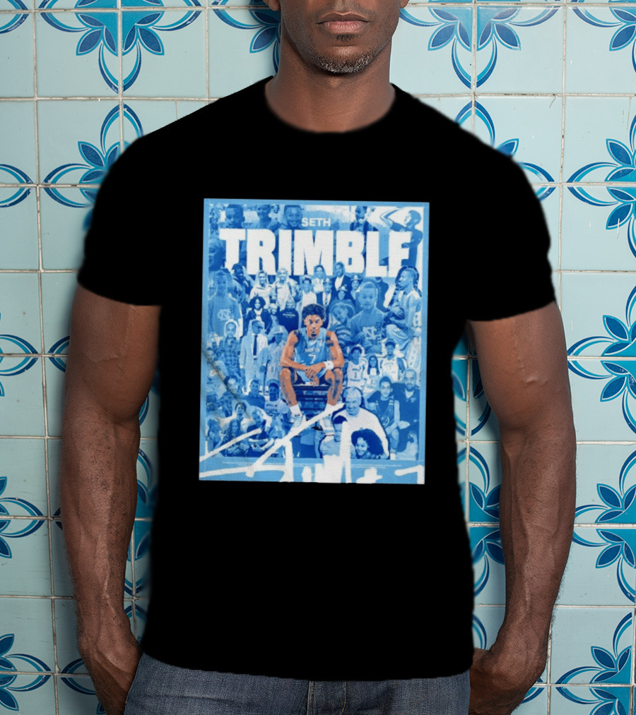 Seth Trimble North Carolina Tar Heels Basketball Collage T-Shirt