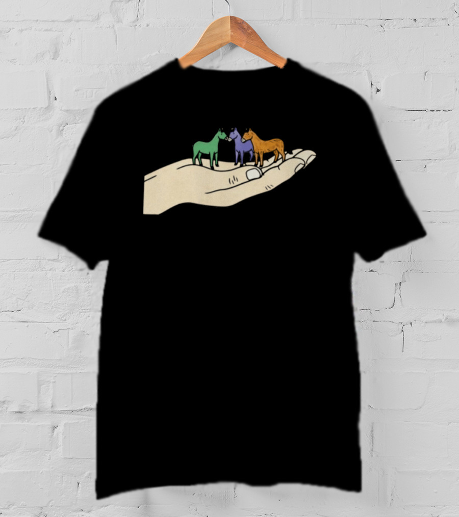 Hold Your Horses 2026 Hand Holding Colorful Figurines T-Shirt