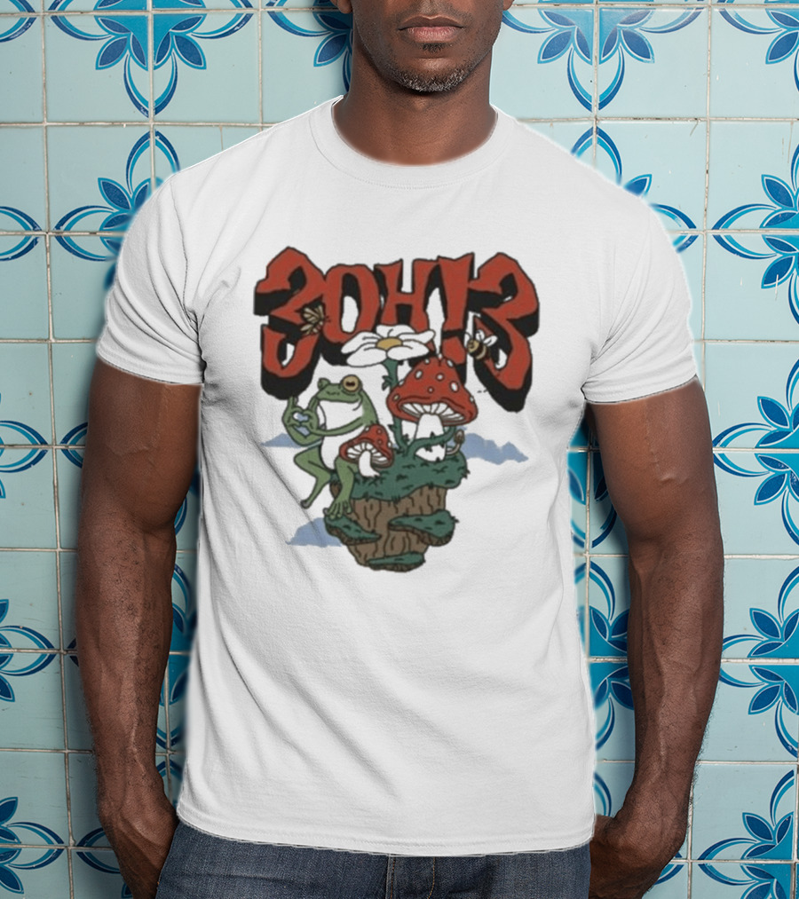 3Oh3 Mushroom Frog Fantasy With Bee And Flower T-Shirt