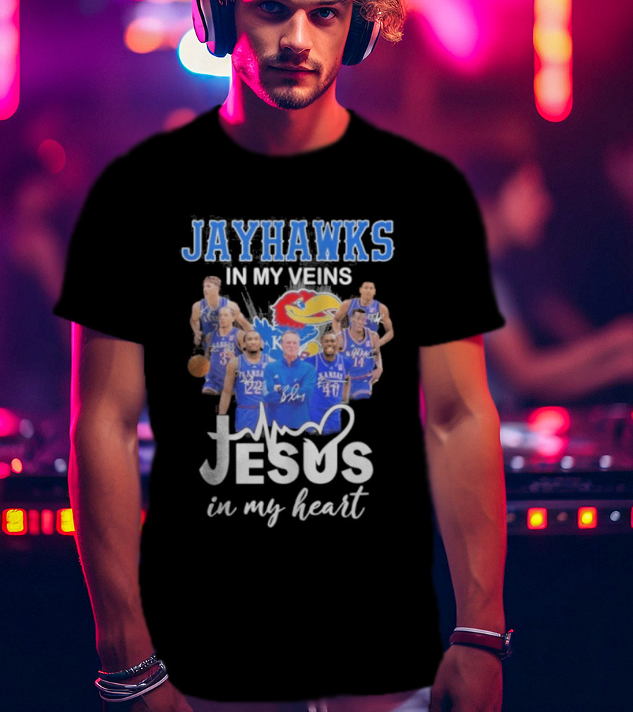 Kansas Jayhawks In My Veins Jesus In My Heart T-Shirt