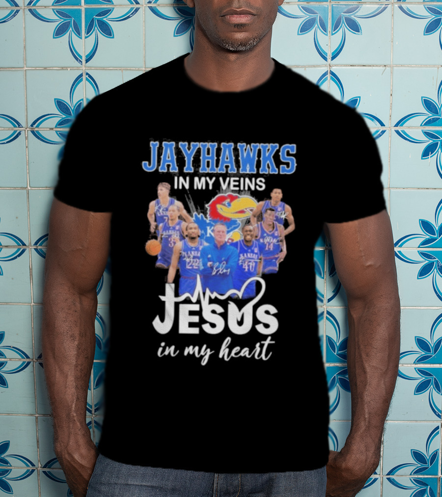 Kansas Jayhawks In My Veins Jesus In My Heart T-Shirt