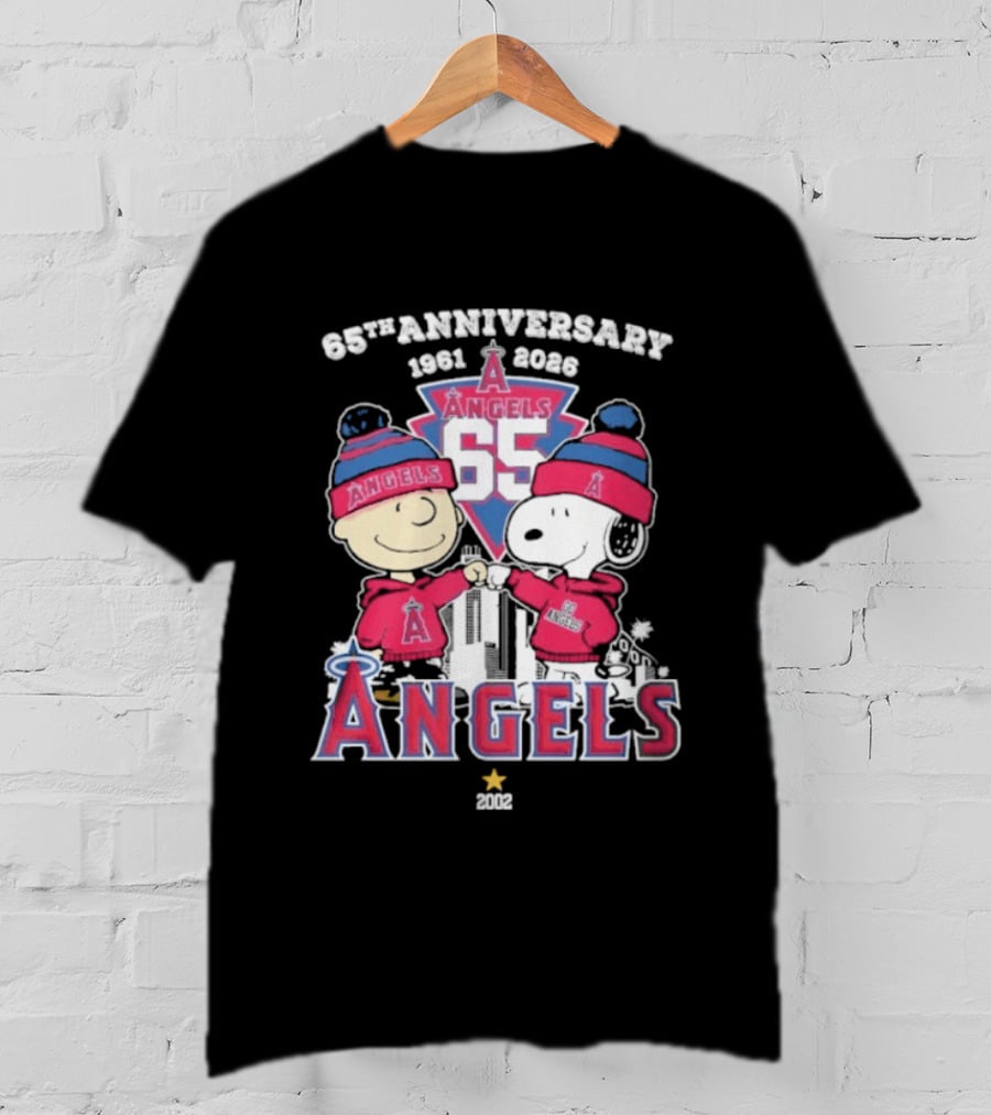 Peanuts Fistbump Los Angeles Angels 65th Anniversary 1961 2026 Charlie Brown Snoopy T-Shirt