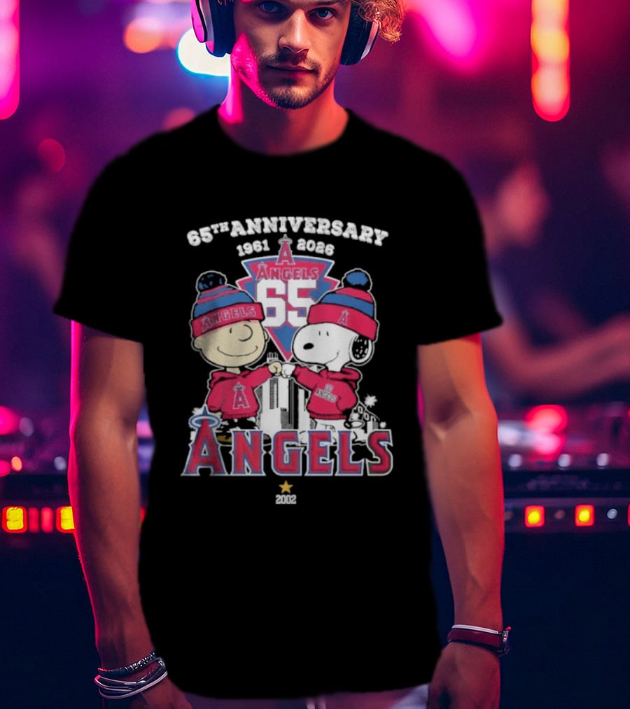 Peanuts Fistbump Los Angeles Angels 65th Anniversary 1961 2026 Charlie Brown Snoopy T-Shirt