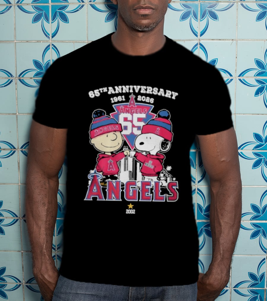 Peanuts Fistbump Los Angeles Angels 65th Anniversary 1961 2026 Charlie Brown Snoopy T-Shirt