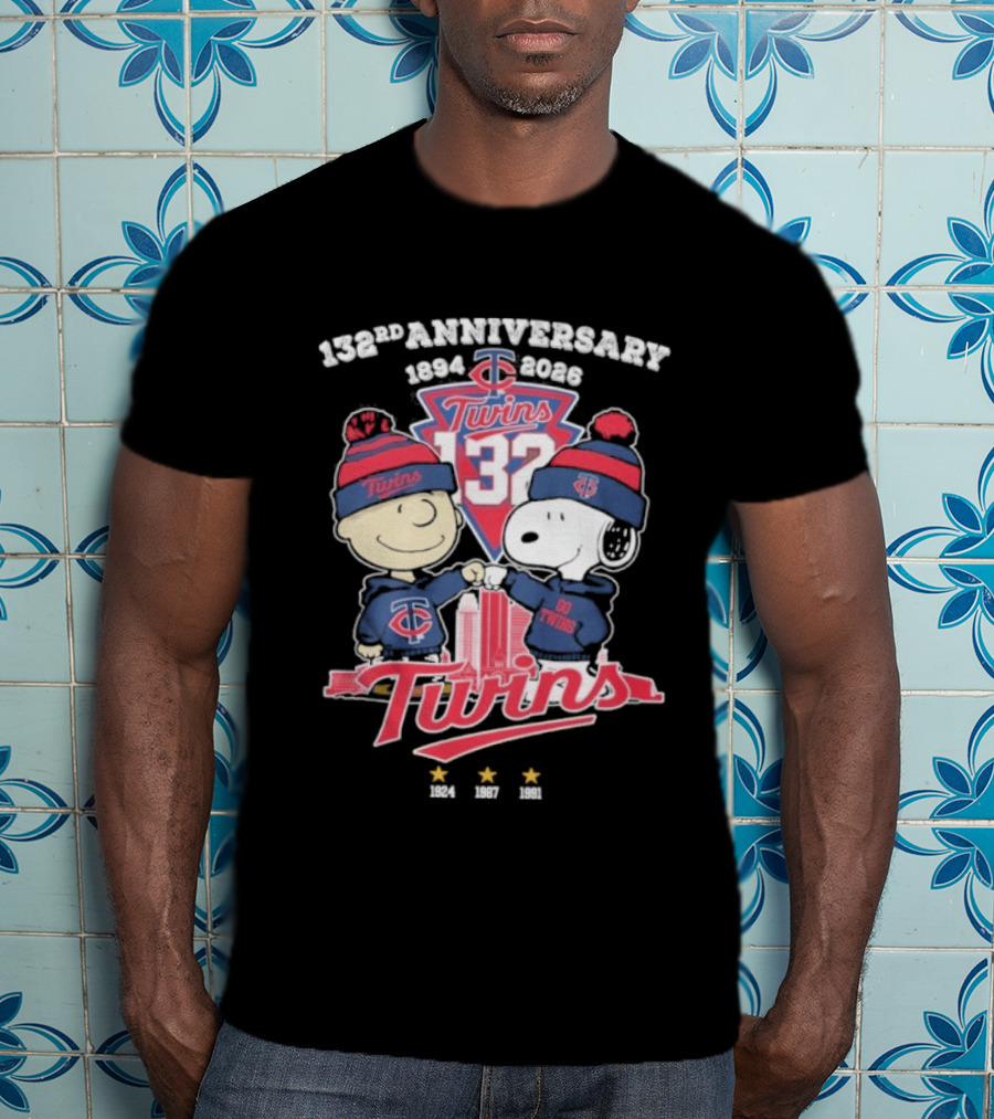 Peanuts Fistbump Minnesota Twins 132nd Anniversary 1894 2026 T-Shirt