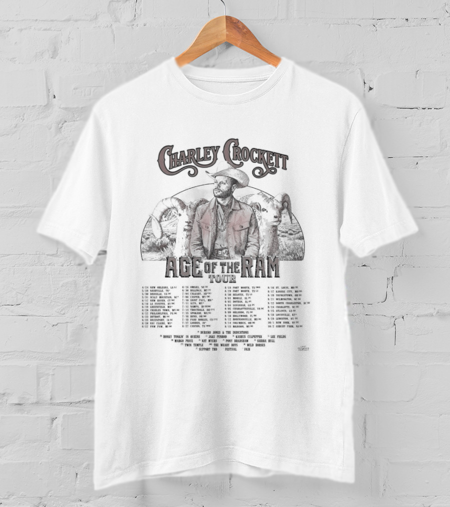 Charley Crockett Age Of The Ram Tour 2026 Full Schedule And Dates T-Shirt