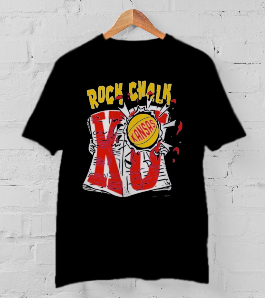 KU Rock Chalk Kansas Basketball Burst T-Shirt