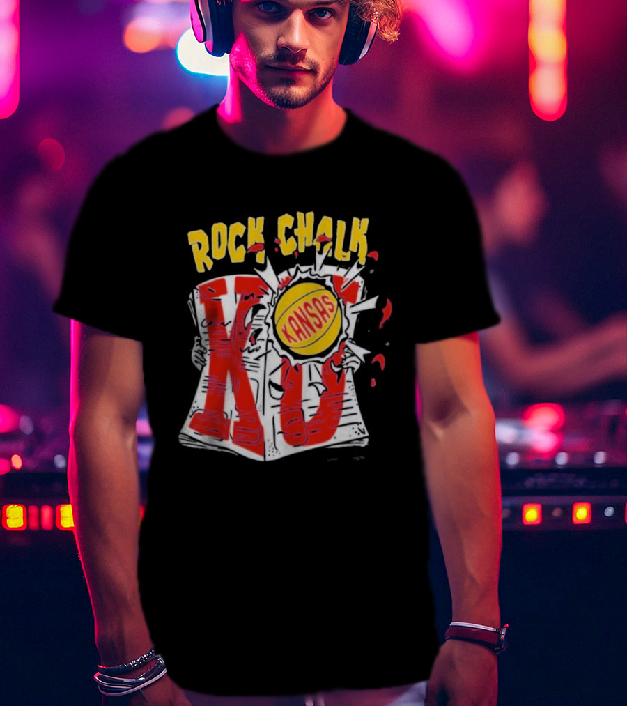KU Rock Chalk Kansas Basketball Burst T-Shirt