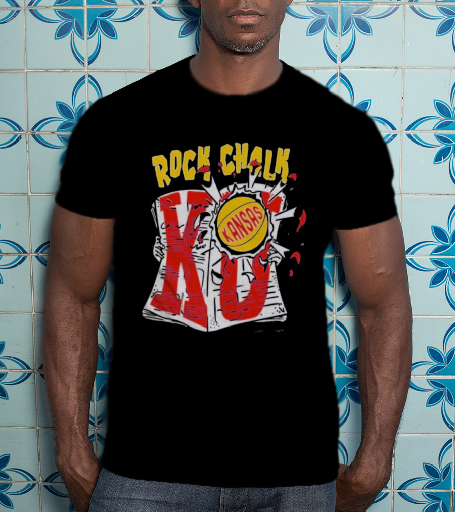 KU Rock Chalk Kansas Basketball Burst T-Shirt