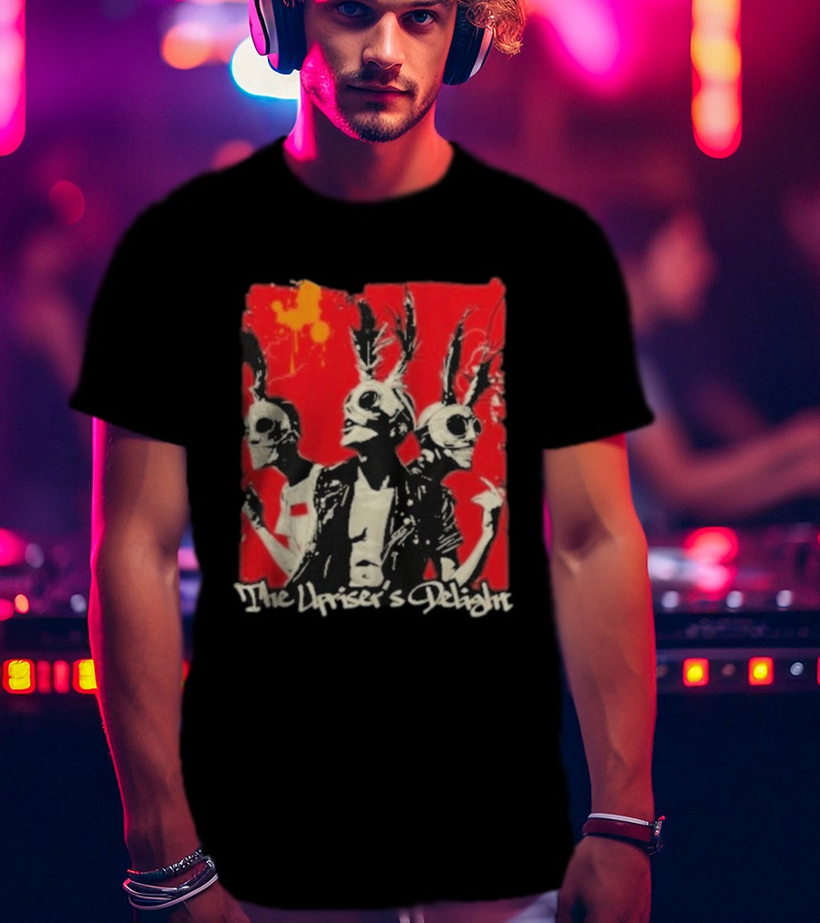 The Upriser's Delight Skull Trio Feathered Masks Red T-Shirt