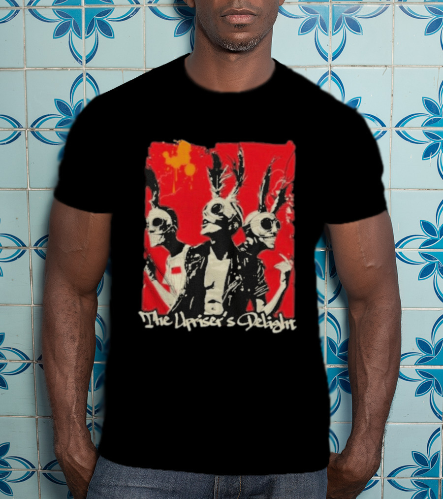 The Upriser's Delight Skull Trio Feathered Masks Red T-Shirt