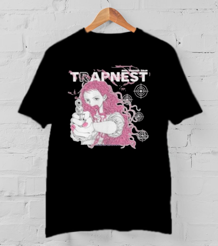 Trapnest Trigger Tour 2001 Anime Girl With Gun And Target T-Shirt