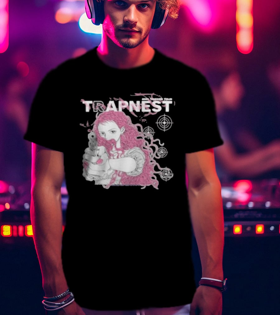 Trapnest Trigger Tour 2001 Anime Girl With Gun And Target T-Shirt
