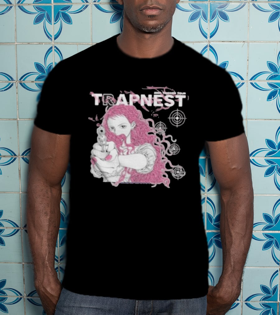 Trapnest Trigger Tour 2001 Anime Girl With Gun And Target T-Shirt