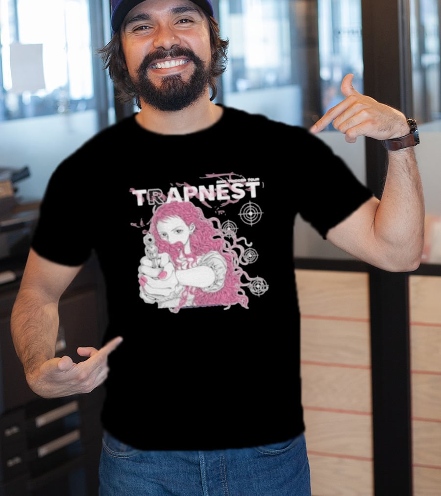 Trapnest Trigger Tour 2001 Anime Girl With Gun And Target T-Shirt