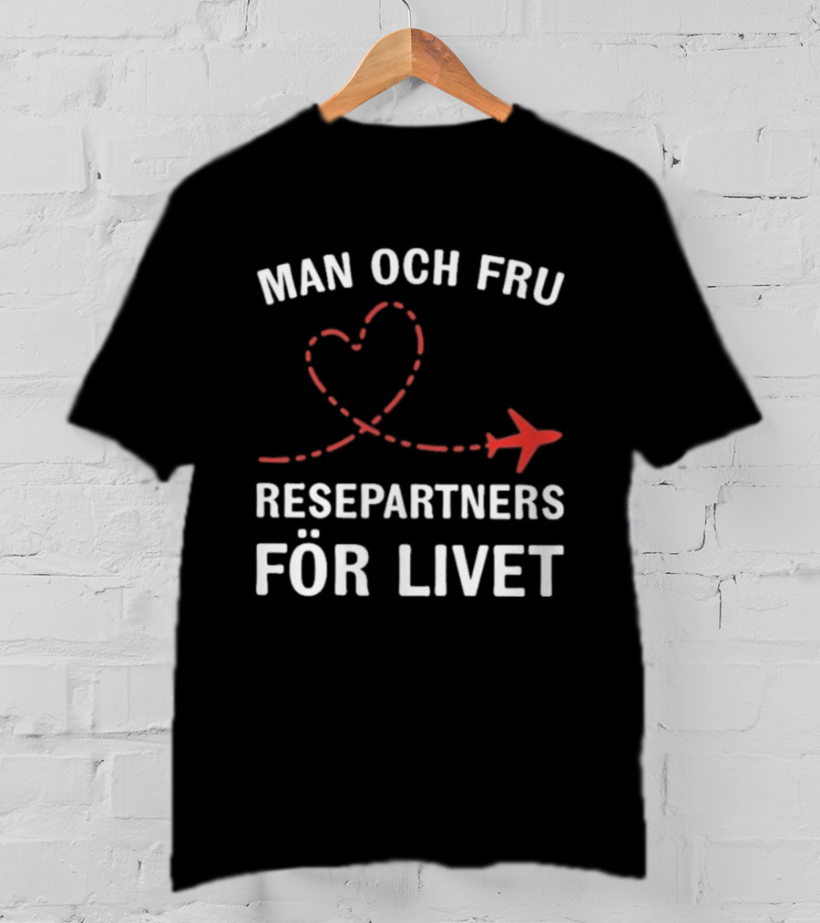 Man Och Fru Resepartners För Livet Flygplan Hjärtformad Resväg T-Shirt