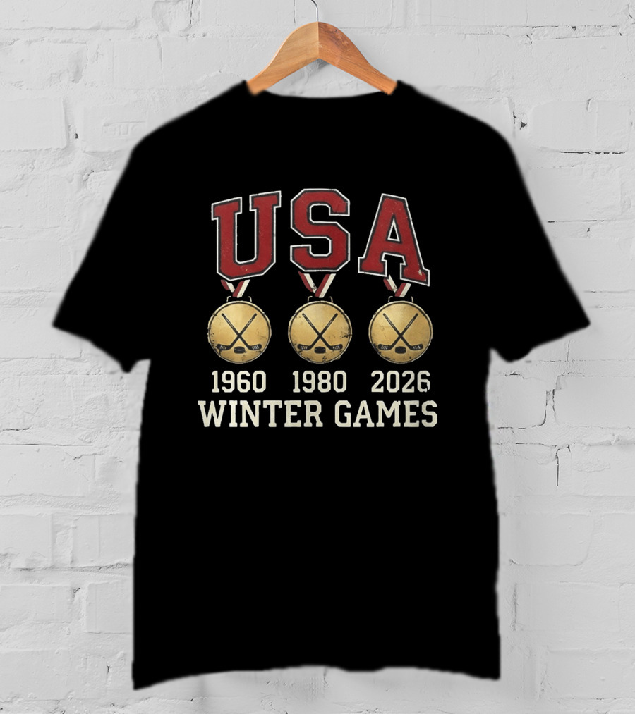USA Winter Games 1960 1980 2026 Medals Hockey T-Shirt