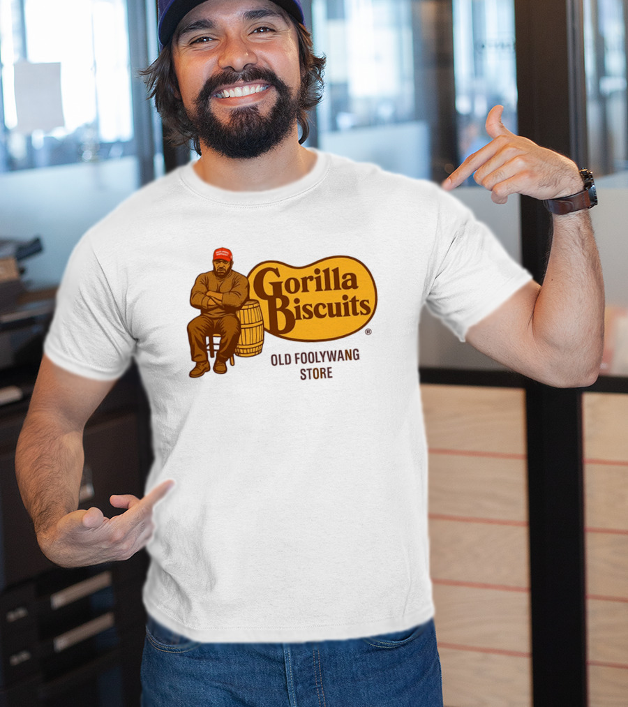 Cracker Barrel Gorilla Biscuits Old Foolywang Store Rustic Man And Barrel T-Shirt