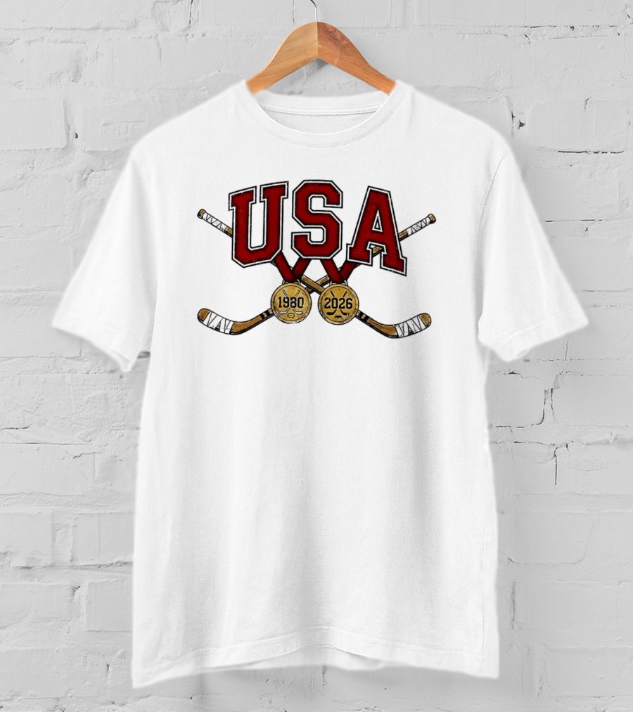 USA Hockey Iconic Gold Medal 1980 2026 Celebration T-Shirt