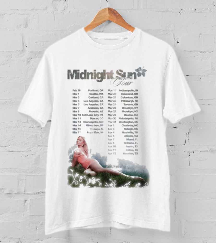 Midnight Sun Tour 2026 Zara Larsson Concert Locations T-Shirt