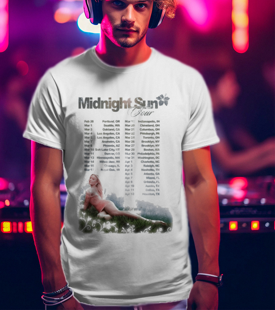 Midnight Sun Tour 2026 Zara Larsson Concert Locations T-Shirt