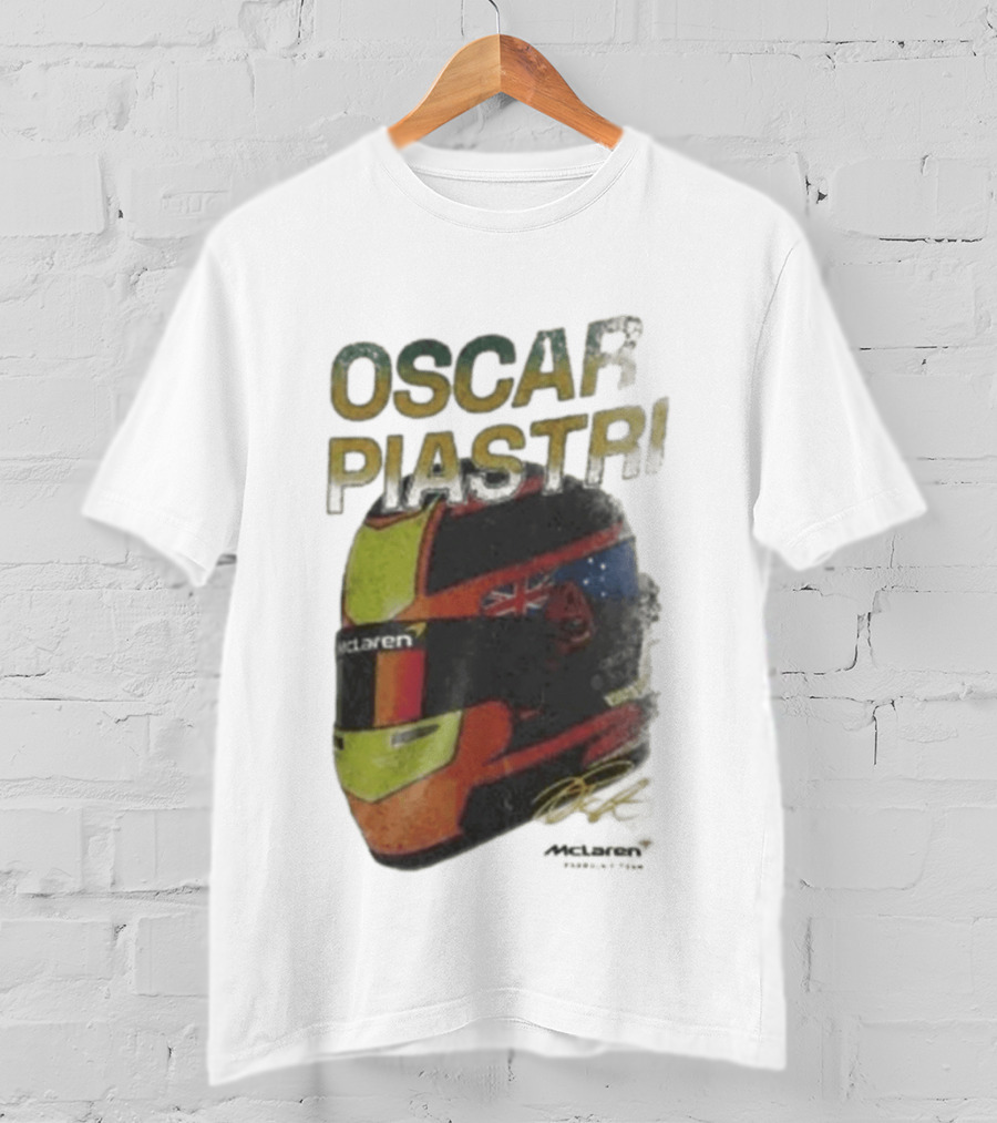 Oscar Piastri McLaren Helmet Design Racing Memorabilia T-Shirt