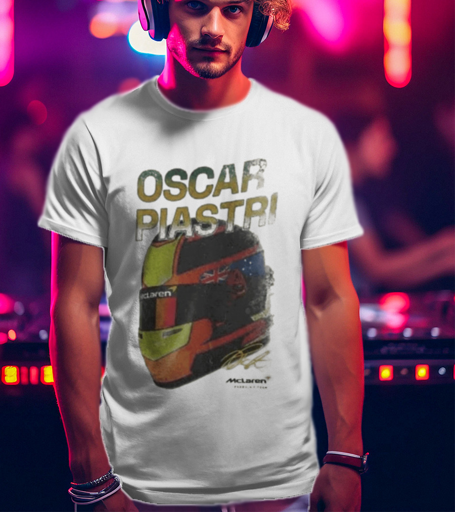 Oscar Piastri McLaren Helmet Design Racing Memorabilia T-Shirt