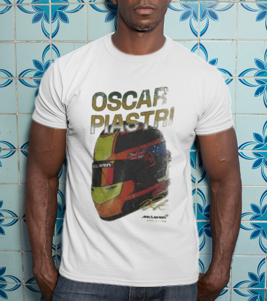 Oscar Piastri McLaren Helmet Design Racing Memorabilia T-Shirt