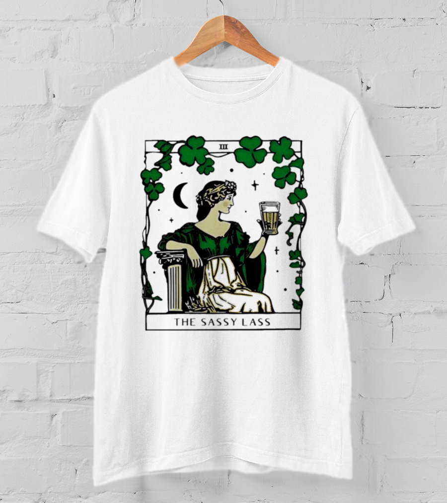 The Sassy Lass St Patrick's Day Tarot Card Clover Moon T-Shirt