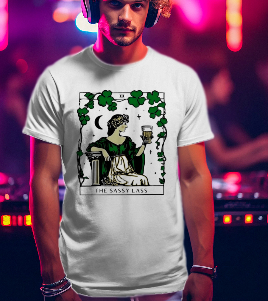 The Sassy Lass St Patrick's Day Tarot Card Clover Moon T-Shirt