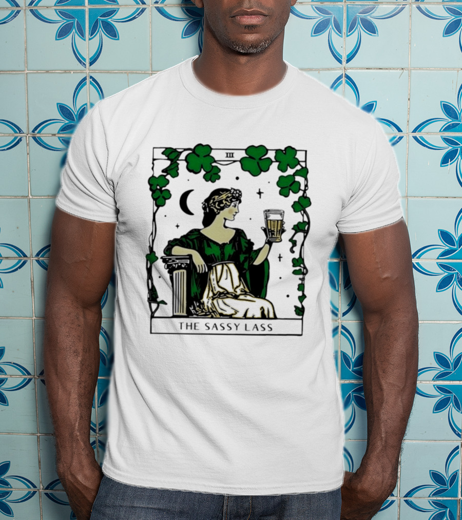The Sassy Lass St Patrick's Day Tarot Card Clover Moon T-Shirt