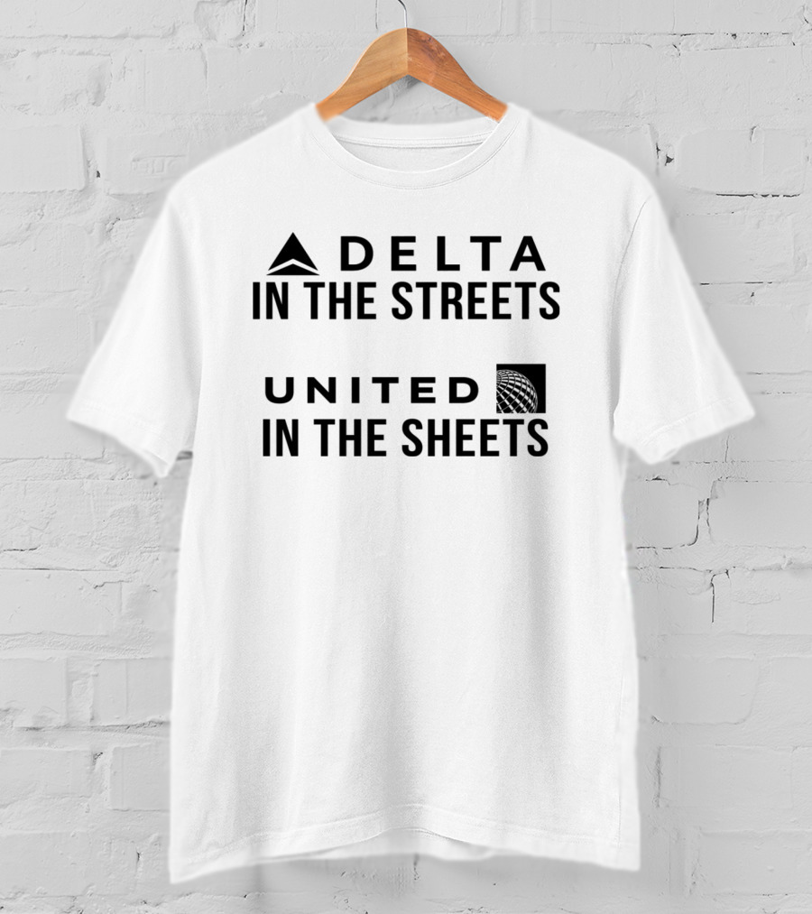 Delta In The Streets United In The Sheets White Clever Aviation Reference T-Shirt