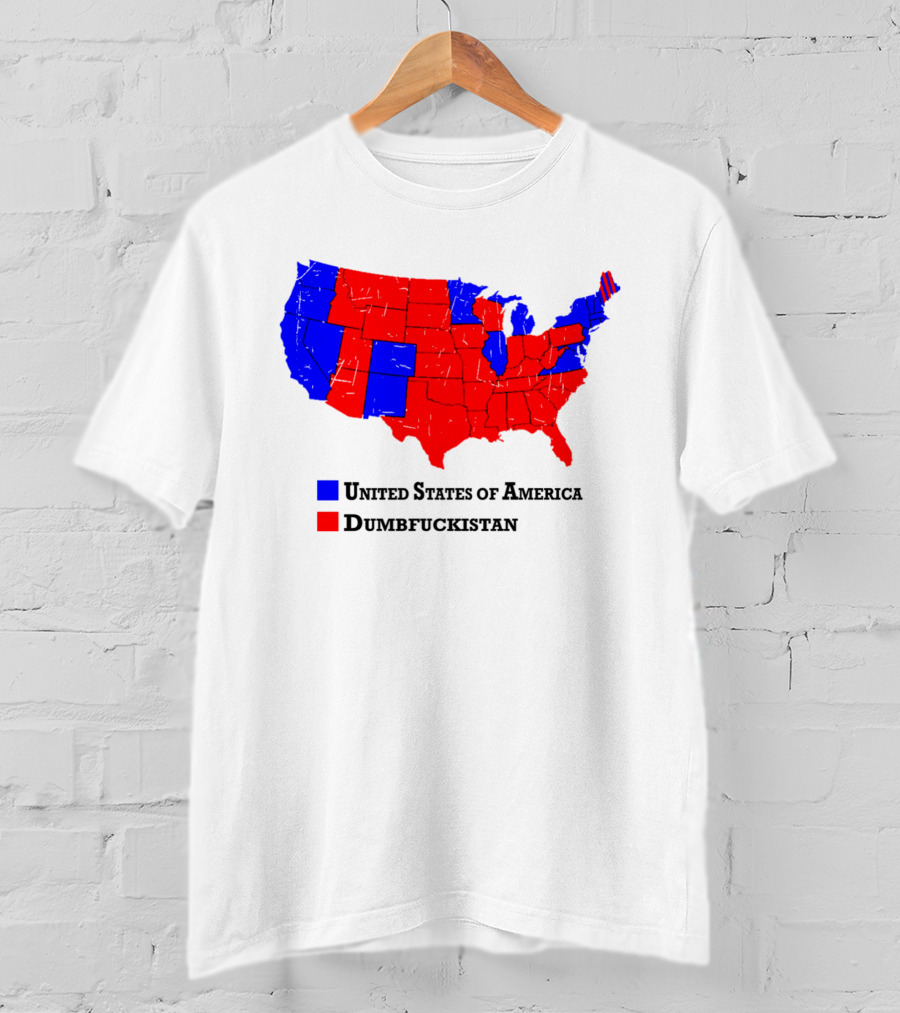 United States Of America Dumbfuckistan Map Red Blue States T-Shirt