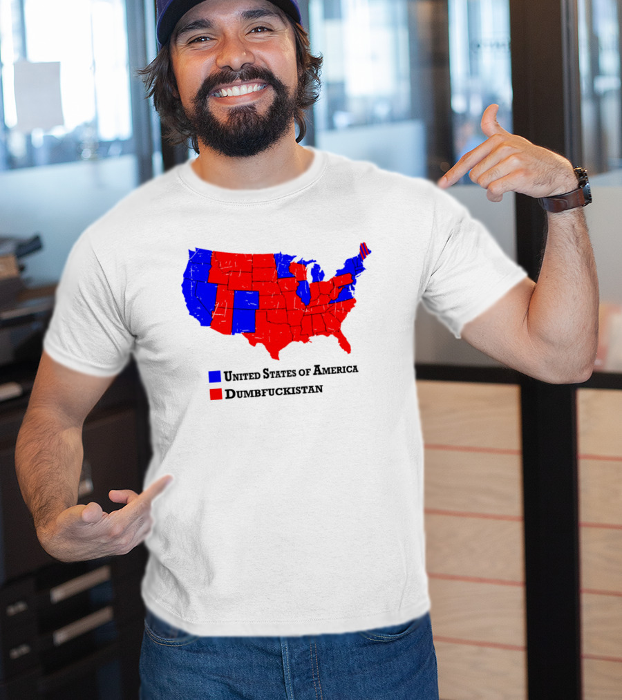 United States Of America Dumbfuckistan Map Red Blue States T-Shirt