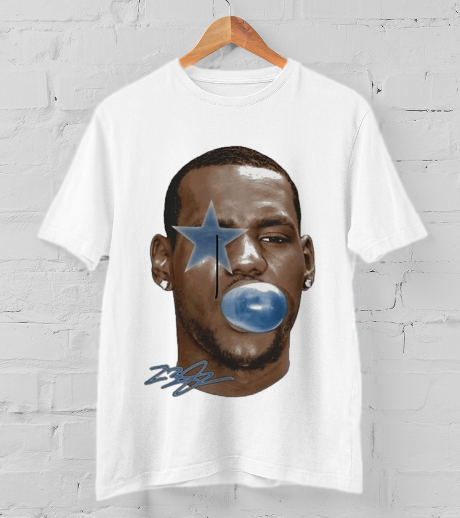Lebron James Bubble Gum Blue Star Face T-Shirt