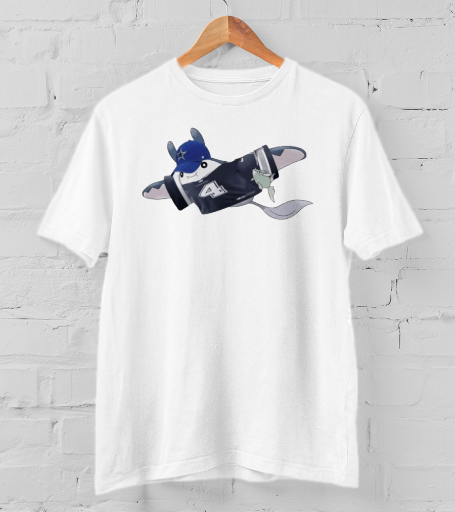 Mantine Pokemon Wearing Dak Prescott Dallas Cowboys Jersey And Hat T-Shirt