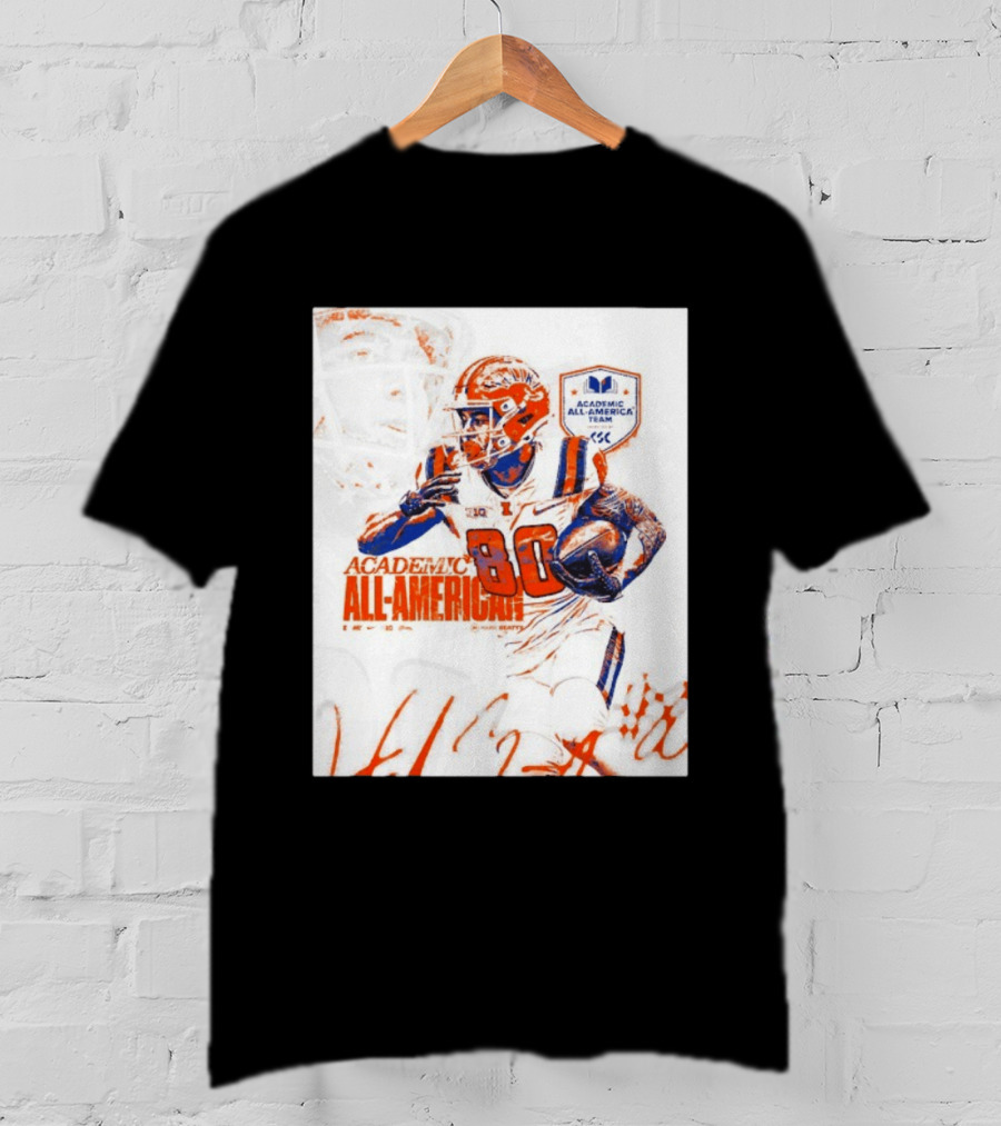 Academic All American Hank Beatty 80 Illinois Fighting Illini Football Team T-Shirt