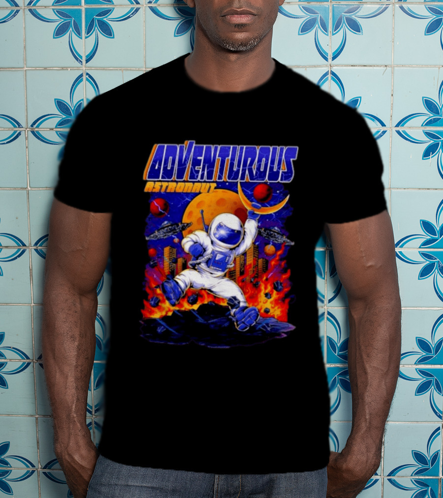 Adventurous Astronaut Moon Adventure Galaxy Exploration Space Suit T-Shirt