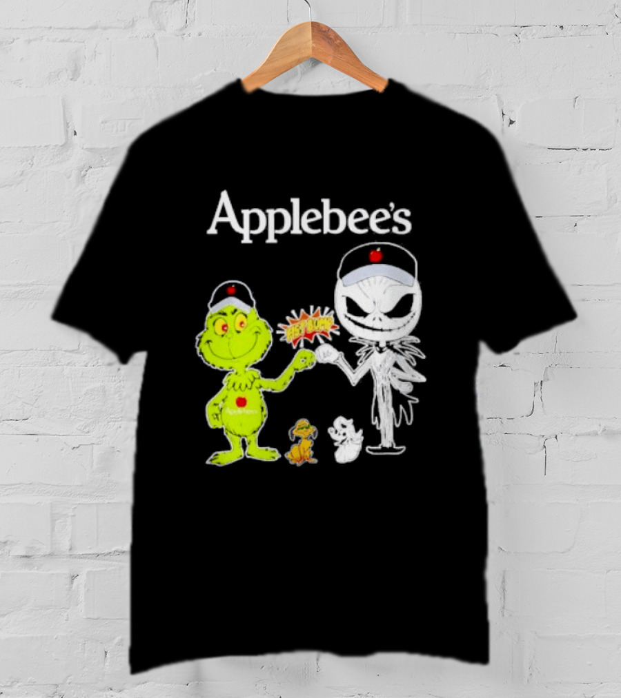 Applebee's Grinch And Jack Skellington Fist Bump Halloween Bash T-Shirt