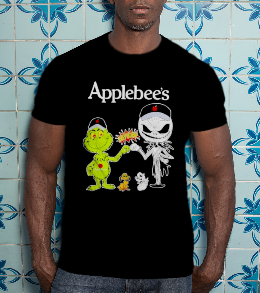 Applebee's Grinch And Jack Skellington Fist Bump Halloween Bash T-Shirt