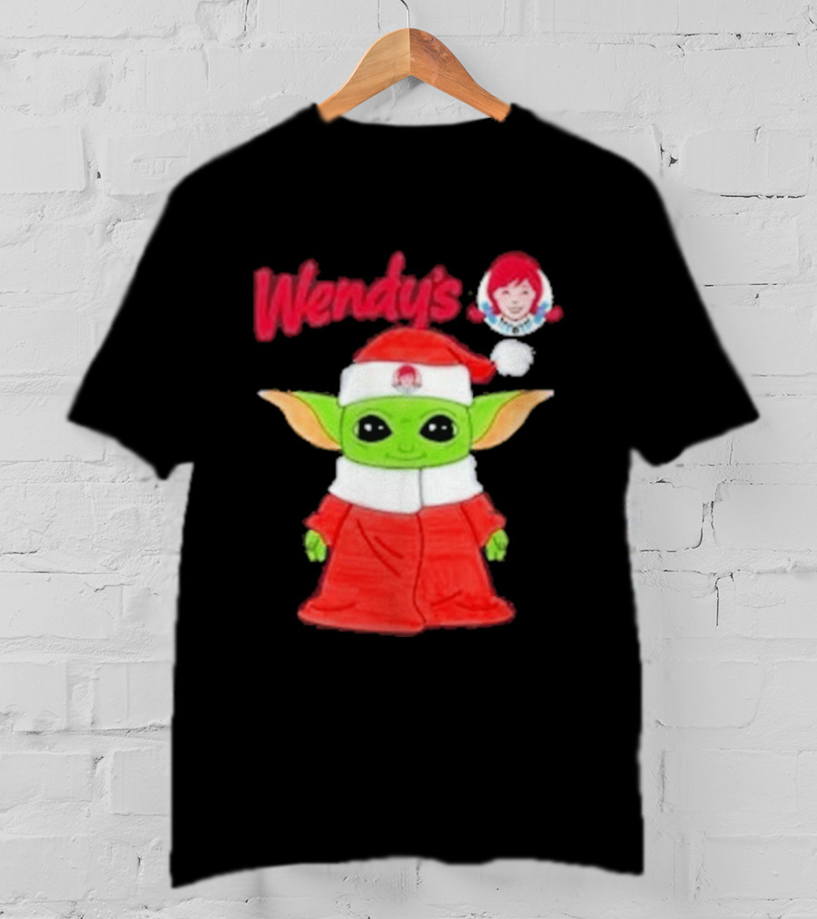Wendy's Baby Yoda Santa Christmas T-Shirt