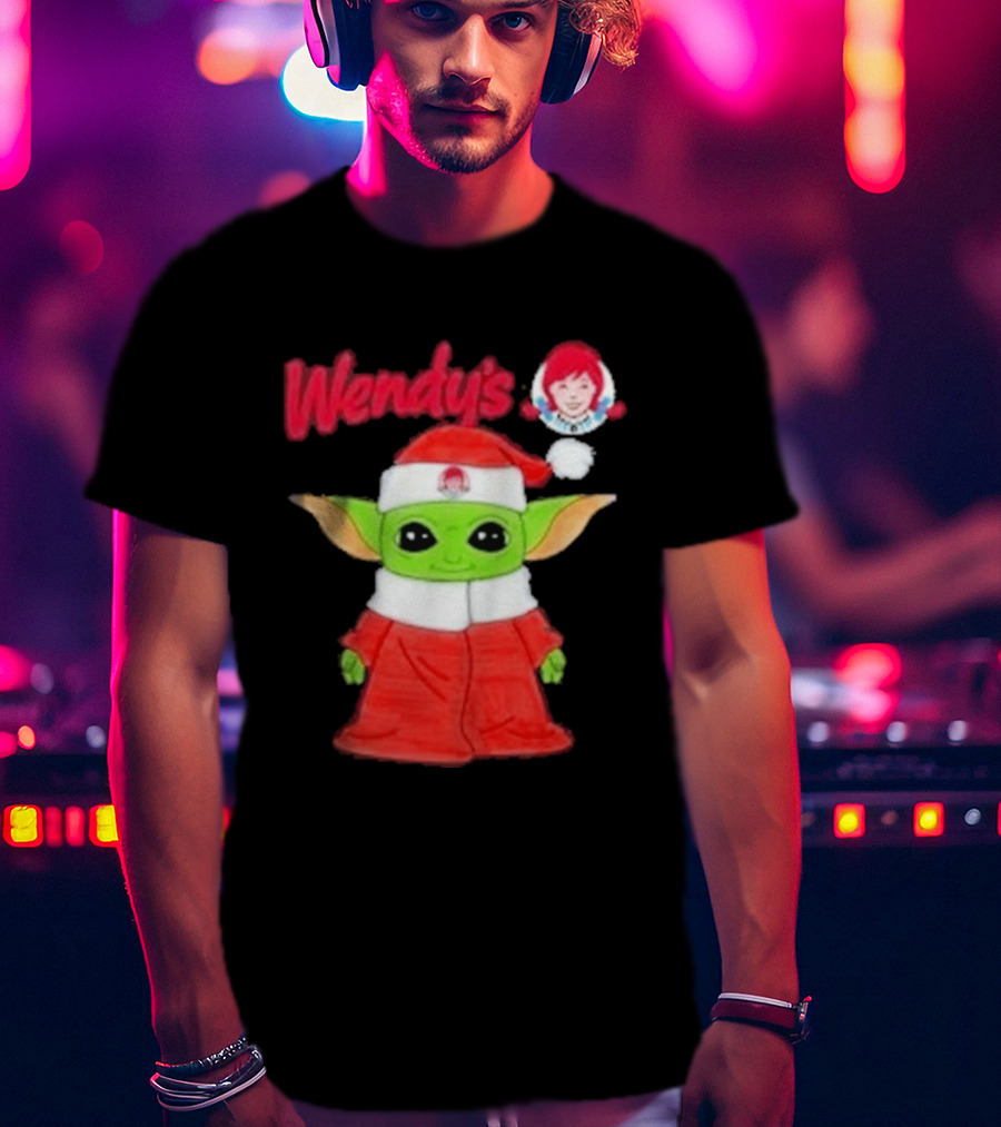 Wendy's Baby Yoda Santa Christmas T-Shirt