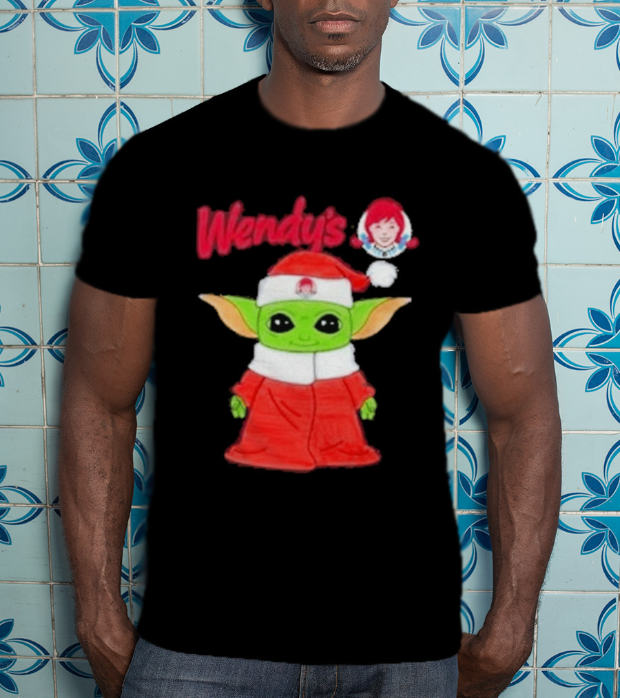 Wendy's Baby Yoda Santa Christmas T-Shirt