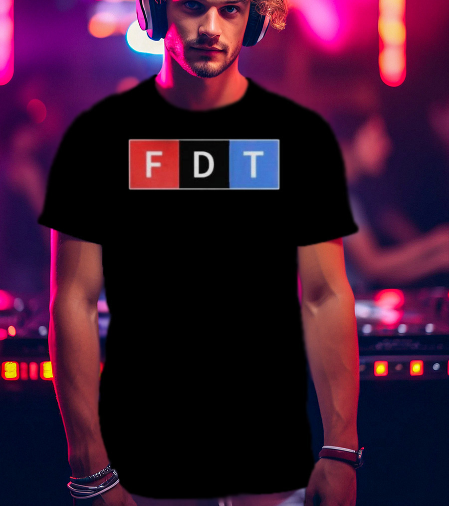 FDT Anti Trump Red Black Blue Block Letters T-Shirt