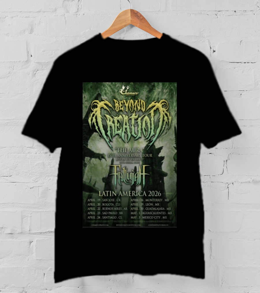 Beyond Creation Fallujah Aura 15th Anniversary Latin America 2026 Tour Dates T-Shirt