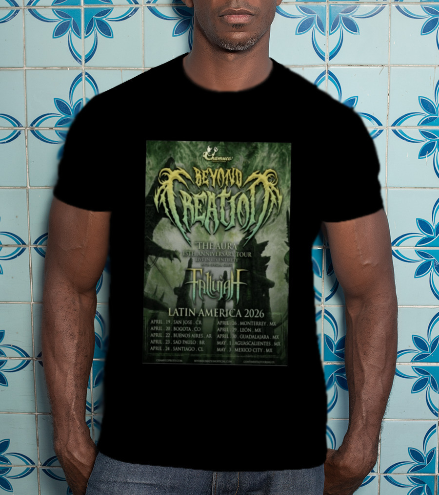Beyond Creation Fallujah Aura 15th Anniversary Latin America 2026 Tour Dates T-Shirt
