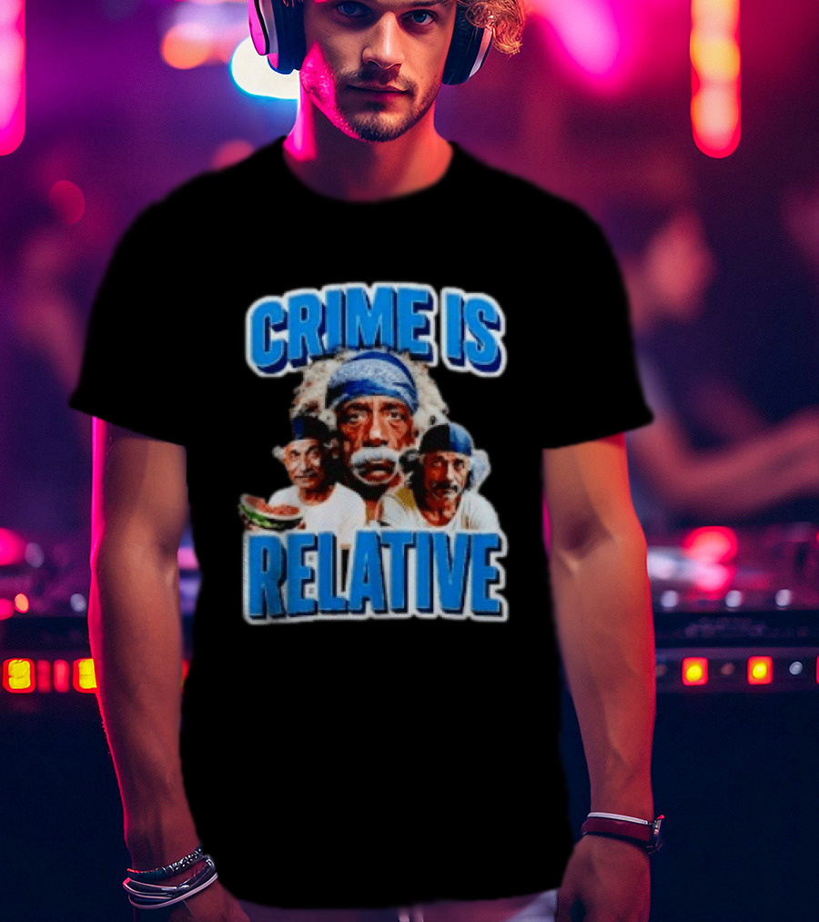 Crime Is Relative Albert Einstein Bandana Blue Font T-Shirt